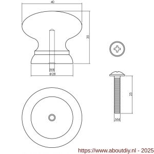 Intersteel 8580 knop 40 mm Paddenstoel eikenhout - A26007853 - afbeelding 2
