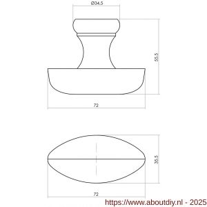 Intersteel 8580 meubelknop glad ovaal hout - A26004051 - afbeelding 2