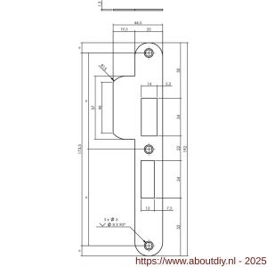 Intersteel Essentials 9508 sluitplaat 192x25x1,5 mm voor PC55 SKG sluitkom 950803 DIN rechts RVS - A26008893 - afbeelding 2