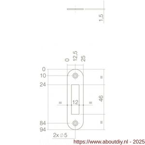 Intersteel 9509 sluitplaat 94x25x1,5 mm voor nachtschoot afgerond RVS - A26006923 - afbeelding 2