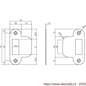 Intersteel 9509 sluitplaat voor loopslot voor woningbouwsloten afgerond met korte lip RVS - A26008900 - afbeelding 1