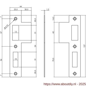 Intersteel 9509 sluitplaat voor dag- en nachtschoot voor woningbouwsloten rechthoekig met korte lip RVS - A26008902 - afbeelding 2