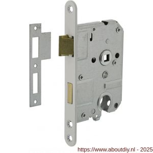Intersteel Essentials 9540 woningbouw cilinder dag- en nachtslot 55 mm voorplaat afgerond wit gelakt 20x174 mm doorn 50 mm met sluitplaat - A26007076 - afbeelding 1