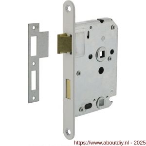 Intersteel Essentials 9540 woningbouw badkamer-toilet slot 63/8 mm voorplaat afgerond wit gelakt 20x174 mm doorn 50 mm met sluitplaat - A26007077 - afbeelding 1