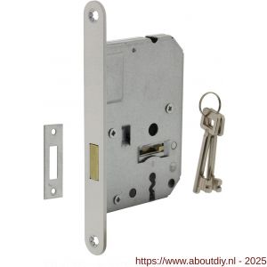 Intersteel Essentials 9541 woningbouw klavier kastslot 55 mm voorplaat afgerond wit gelakt 20x174 mm doorn 50 mm met sluitplaat 2 sleutels - A26007078 - afbeelding 1