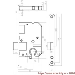 Intersteel Essentials 9541 woningbouw cilinder kastslot 55 mm voorplaat afgerond wit gelakt 20x174 mm doorn 50 mm met sluitplaat - A26007079 - afbeelding 2