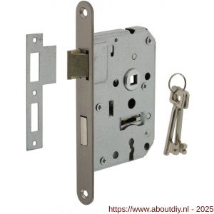 Intersteel Essentials 9542 woningbouw klavier dag- en nachtslot 55 mm voorplaat afgerond RVS 20x174 mm doorn 50 mm met sluitplaat en 2 sleutels - A26007081 - afbeelding 1