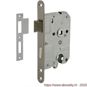 Intersteel Essentials 9542 woningbouw cilinder dag- en nachtslot 55 mm voorplaat afgerond RVS 20x174 mm doorn 50 mm met sluitplaat - A26007082 - afbeelding 1