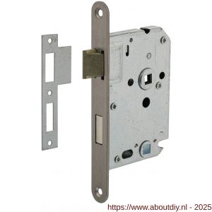 Intersteel Essentials 9542 woningbouw badkamer-toilet slot 63/8 mm voorplaat afgerond RVS 20x174 mm doorn 50 mm met sluitplaat - A26007083 - afbeelding 1