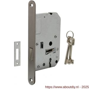 Intersteel Essentials 9543 woningbouw klavier kastslot 55 mm voorplaat afgerond RVS 20x174 mm doorn 50 mm met sluitplaat 2 sleutels - A26007084 - afbeelding 1