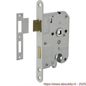 Intersteel 9544 woningbouw cilinder dag- en nachtslot 55 mm voorplaat afgerond wit gelakt 20x174 mm doorn 50 mm met sluitplaat industrieverpakking - A26008914 - afbeelding 1