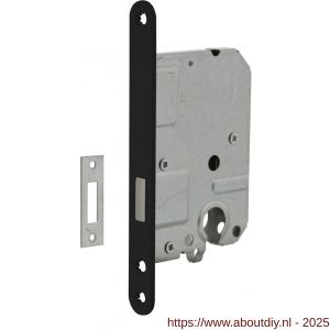 Intersteel Living 9548 woningbouw cilinder kastslot 55 mm voorplaat afgerond zwart gelakt 20x174 mm doorn 50 mm met sluitplaat - A26008921 - afbeelding 1
