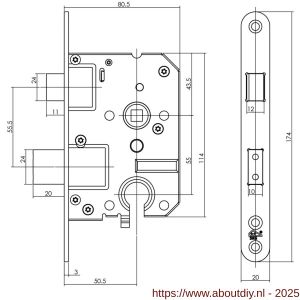 Intersteel Essentials 9550 SKG1 Veiligheidscilinderslot 55 mm RVS voorplaat afgerond 20x174 mm - A26008922 - afbeelding 2