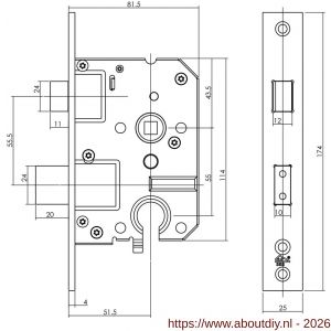 Intersteel Essentials 9552 SKG2 veiligheidscilinderslot 55 mm RVS voorplaat rechthoekig 25x174 mm - A26008924 - afbeelding 2