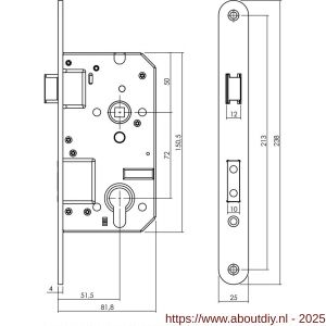 Intersteel Essentials 9553 SKG2 veiligheidscilinderslot 72 mm RVS voorplaat afgerond 25x238 mm - A26008925 - afbeelding 2