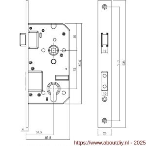 Intersteel Essentials 9554 SKG2 veiligheidscilinderslot 72 mm RVS voorplaat rechthoekig 25x238 mm - A26008926 - afbeelding 2
