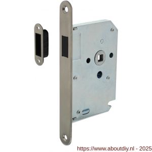 Intersteel Essentials 9570 woningbouw magneet loopslot voorplaat afgerond RVS 20x174 mm doorn 50 mm met sluitplaat-kom - A26008927 - afbeelding 1