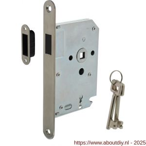 Intersteel Essentials 9570 woningbouw magneet klavier dag- en nachtslot 55 mm voorplaat afgerond RVS 20x174 mm doorn 50 mm met sluitplaat-kom en 2 sleutels - A26008928 - afbeelding 1