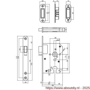 Intersteel 9571 woningbouw magneet cilinder dag- en nachtslot 55 mm voorplaat afgerond RVS 20x174 mm doorn 50 mm met sluitplaat-kom industrieverpakking - A26008933 - afbeelding 2