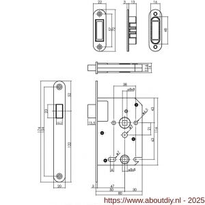 Intersteel 9571 woningbouw magneet badkamer-toilet slot 63/8 mm voorplaat afgerond RVS 20x174 mm doorn 50 mm met sluitplaat-kom industrieverpakking - A26008934 - afbeelding 2