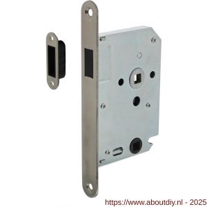 Intersteel 9571 woningbouw magneet badkamer-toilet slot 63/8 mm voorplaat afgerond RVS 20x174 mm doorn 50 mm met sluitplaat-kom industrieverpakking - A26008934 - afbeelding 1
