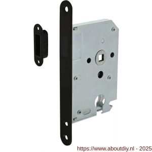 Intersteel Essentials 9572 woningbouw magneet cilinder dag- en nachtslot 55 mm voorplaat afgerond zwart 20x174 mm doorn 50 mm met sluitplaat-kom - A26008937 - afbeelding 1