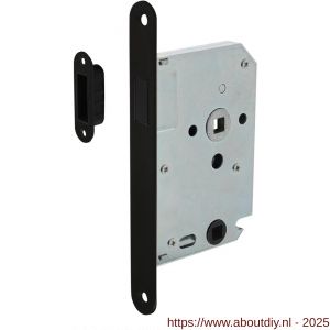 Intersteel Essentials 9572 woningbouw magneet badkamer-toilet slot 63/8 mm voorplaat afgerond zwart 20x174 mm doorn 50 mm met sluitplaat-kom - A26008938 - afbeelding 1