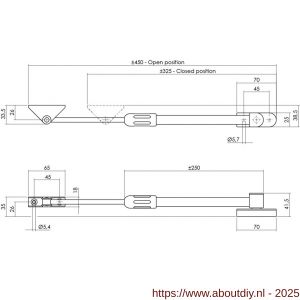 Intersteel Essentials 5671 telescopische uitzetter voor buitendraaiend raam middel 325 mm grijs - A26003837 - afbeelding 2