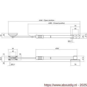 Intersteel Essentials 5671 telescopische uitzetter voor buitendraaiend raam zwaar 380 mm grijs - A26003839 - afbeelding 2