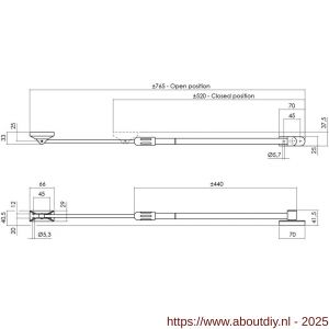 Intersteel 5671 telescopische uitzetter voor buitendraaiend raam en deur extra zwaar 520 mm wit - A26003840 - afbeelding 2