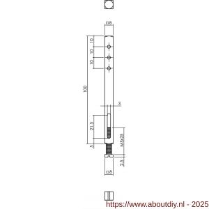 Intersteel 9751 stift één zijde kopschroef 8x100 mm - A26000878 - afbeelding 2