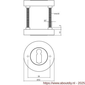 Intersteel 3476 sleutelrozetten verdekt diameter 52x10 mm met nokken chroom-nikkel mat - A26011339 - afbeelding 1
