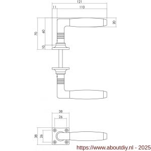 Intersteel 0378 deurkruk Ton Basic met rozet 38x38x6 mm nikkel-ebbenhout - A26008983 - afbeelding 2
