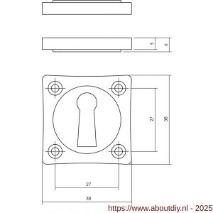Intersteel 3183 sleutelrozetten Basic 38x38x5 mm nikkel - A26011387 - afbeelding 1