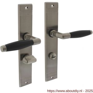 Intersteel 0238 deurkruk Ton Basic met schild rechthoekig met rillen 235x43 mm WC 63/8 mm nikkel mat-ebbenhout - A26010517 - afbeelding 1