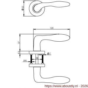 Intersteel 1695 deurkruk George op rozet verdekt diameter 52x10 mm met nokken nikkel mat - A26007095 - afbeelding 2
