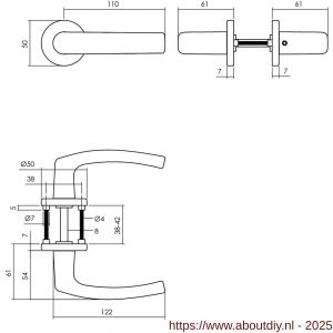 Intersteel 0060 deurkruk Denham met rozet verdekt diameter 50x7 mm met nokken zwart - A26010527 - afbeelding 2