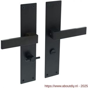 Intersteel 0571 deurkruk Amsterdam met schild rechthoekig 250x55x2 mm WC 63/8 mm structuur zwart - A26007103 - afbeelding 1