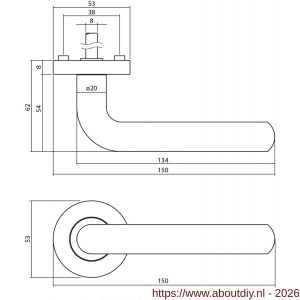Intersteel 1683 deurkruk Agatha op rozet verdekt diameter 52x10 mm met nokken zwart - A26008991 - afbeelding 2