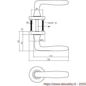 Intersteel 1692 deurkruk Bjorn op rozet verdekt diameter 52x10 mm met nokken zwart - A26008992 - afbeelding 2