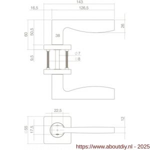 Intersteel 1710 deurkruk Apollo op rozet verdekt 55x55x10 mm met nokken zwart - A26007115 - afbeelding 2