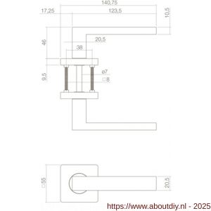Intersteel 1713 deurkruk Hera op rozet verdekt 55x55x10 mm met nokken zwart - A26007118 - afbeelding 2