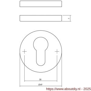 Intersteel 3186 cilinderrozetten verdekt diameter 49x7 mm zwart - A26011350 - afbeelding 1