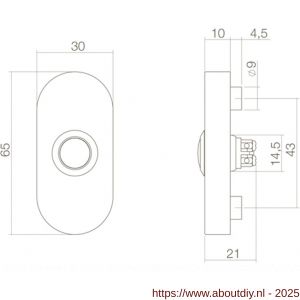 Intersteel 3990 beldrukker ovaal verdekt 65x30x10 RVS-zwart - A26007133 - afbeelding 2