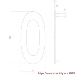 Intersteel 4020 huisnummer 0 150 mm RVS structuur zwart - A26009003 - afbeelding 2