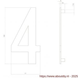Intersteel 4020 huisnummer 4 150 mm RVS structuur zwart - A26009007 - afbeelding 2
