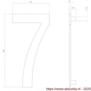 Intersteel 4020 huisnummer 7 150 mm RVS structuur zwart - A26009010 - afbeelding 2