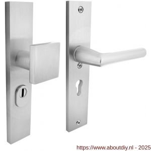 Intersteel 3794 SKG3 veiligheidsbeslag rechthoekig 250x50 mm greep-kruk Jura met veerconstructie profielcilindergat 55 mm met kerntrekbeveiliging aluminium F1 - A26010573 - afbeelding 1