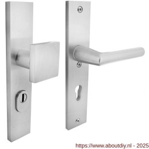 Intersteel 3794 SKG3 veiligheidsbeslag rechthoekig 250x50 mm greep-kruk Jura met veerconstructie profielcilindergat 72 mm met kerntrekbeveiliging aluminium F1 - A26010574 - afbeelding 1