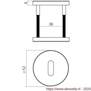 Intersteel Essentials 1020 sleutelrozetten verdekt diameter 52x6 mm PVD antraciet - A26010976 - afbeelding 2